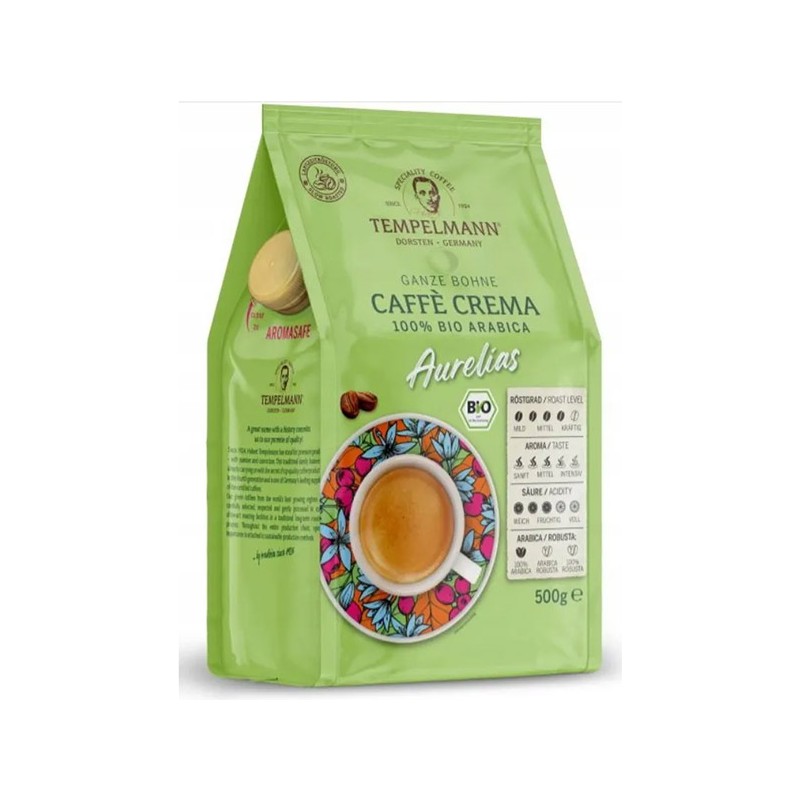 Kawa ziarnista TEMPELMANN CAFFE CREMA BIO AURELIAS 500g.